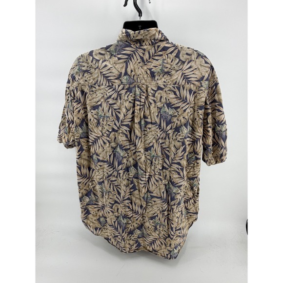 Woolrich Mens 2XL Tropical Monstera Leaf Shirt Cotton Button Up Tan Hawaiian - Picture 3 of 4